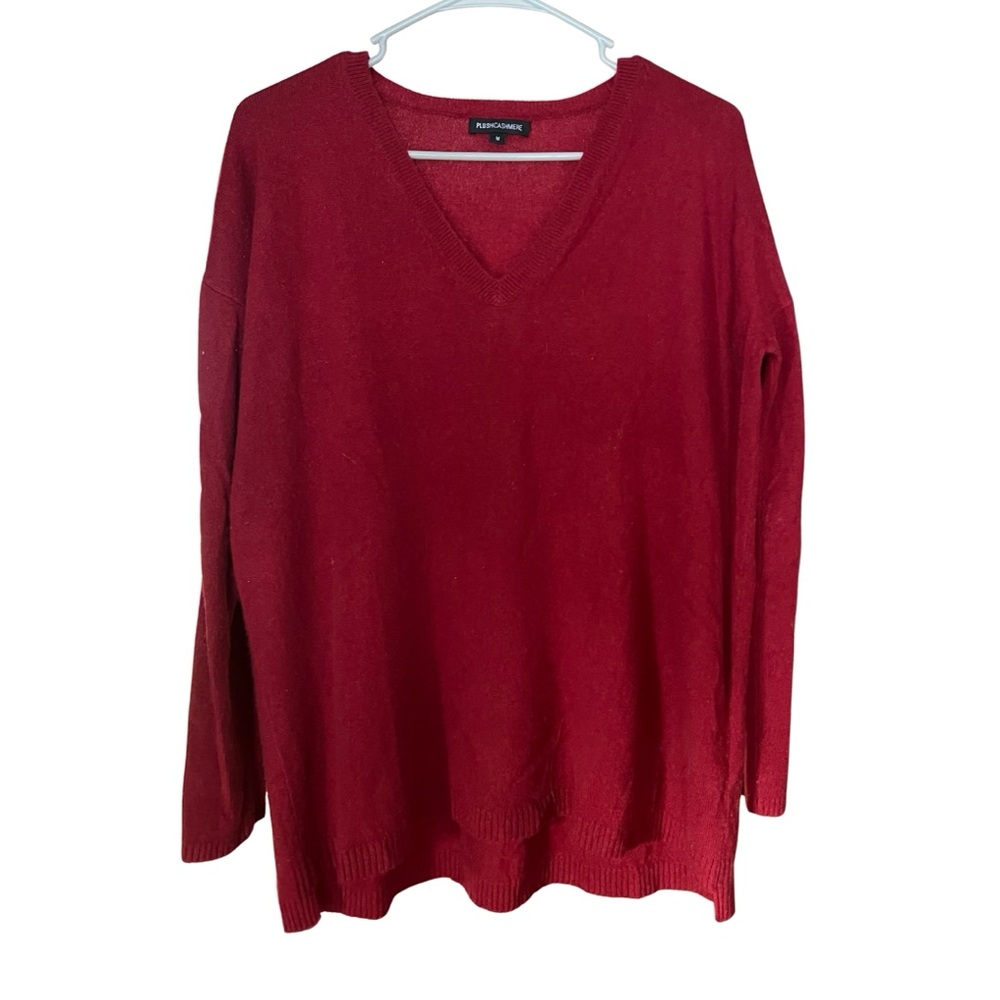 100% Cashmere Red V-Neck Sweater